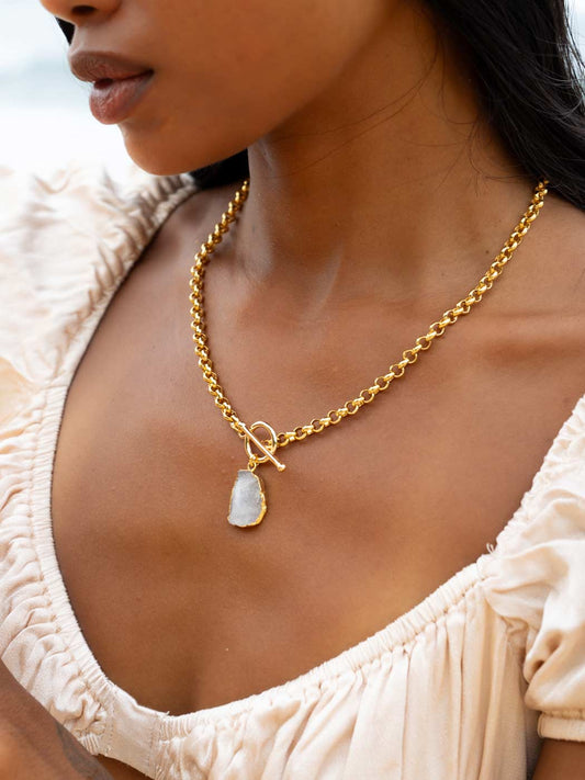 MOONSTONE TALISMAN T BAR NECKLACE
