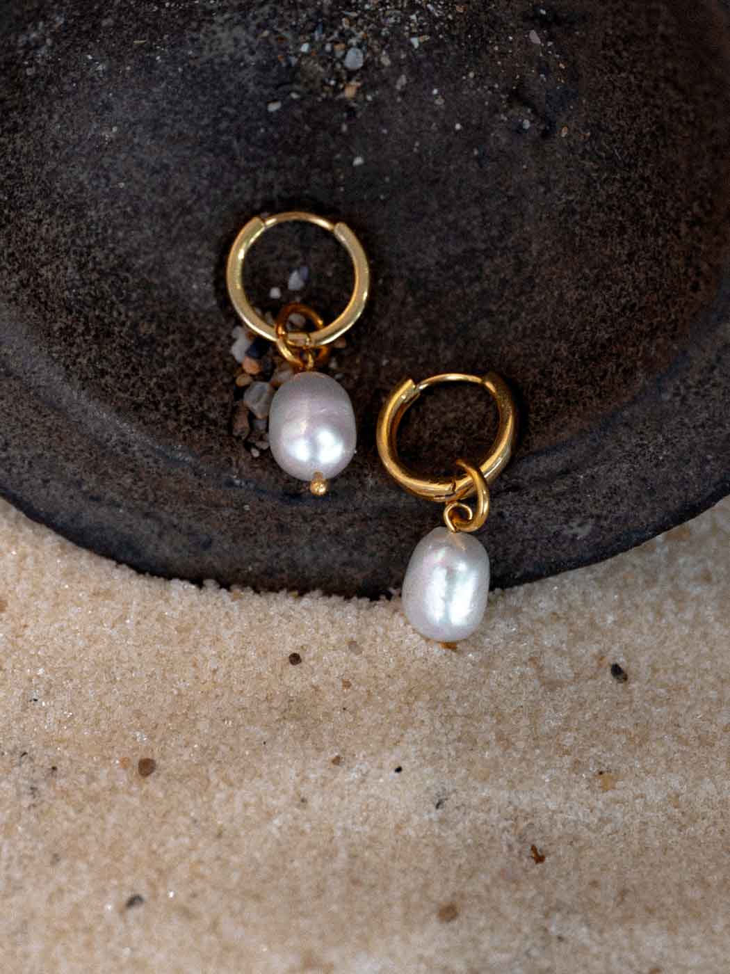pearl hoops gold