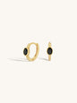black agate oval gemstone on small gold huggie