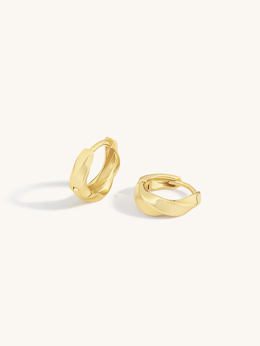 dainty gold huggies with twisted detail