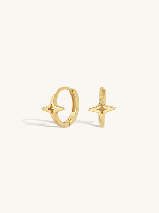 gold single star huggies on white background
