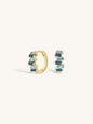 delicate huggies with stacked small geometric sapphire stones